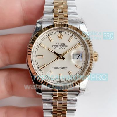 AR Factory Datejust II Replica Rolex White Dial 2-Tone Jubilee Watch 36mm